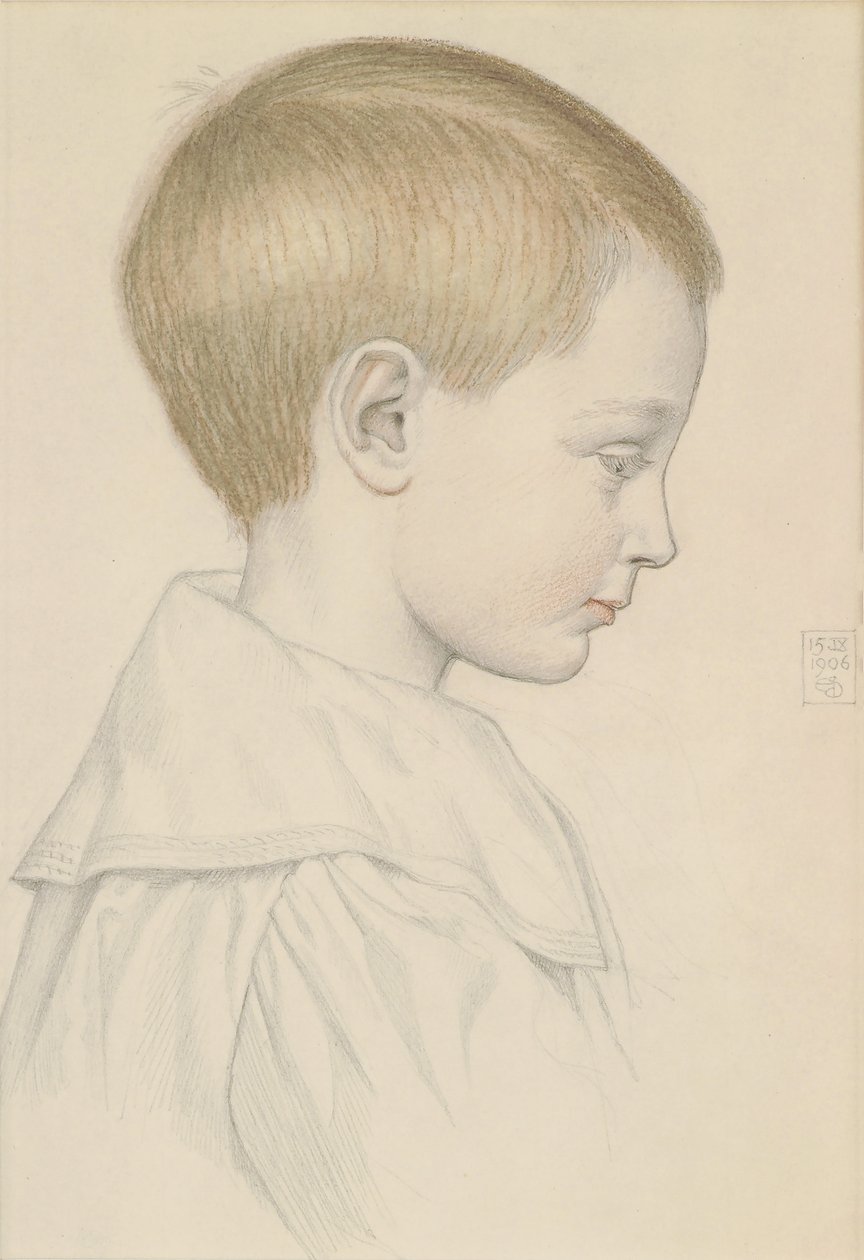 Boceto de la cabeza de un niño, 1906 de Joseph Edward Southall