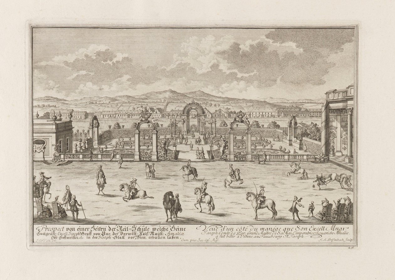 Escuela de equitación del Conde Paar en Viena, 1719 de Joseph Emanuel Fischer von Erlach
