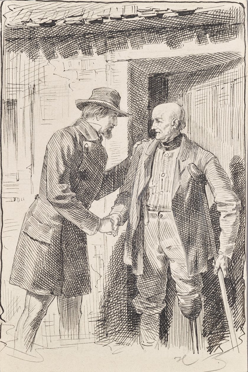 Dos hombres, uno con una pierna amputada de Joseph Eugen Hörwarter