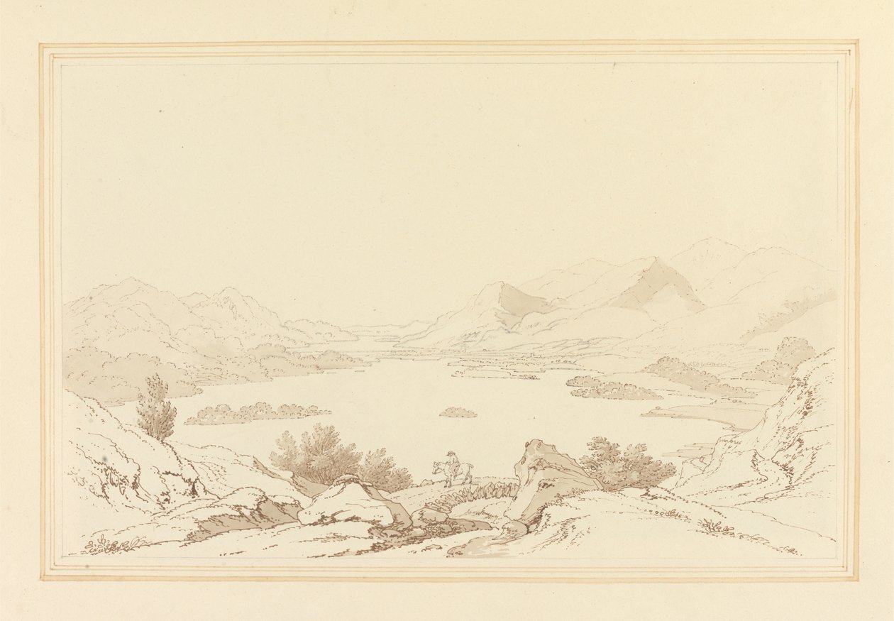 Vista general del Lago de Derwent Water de Joseph Farington