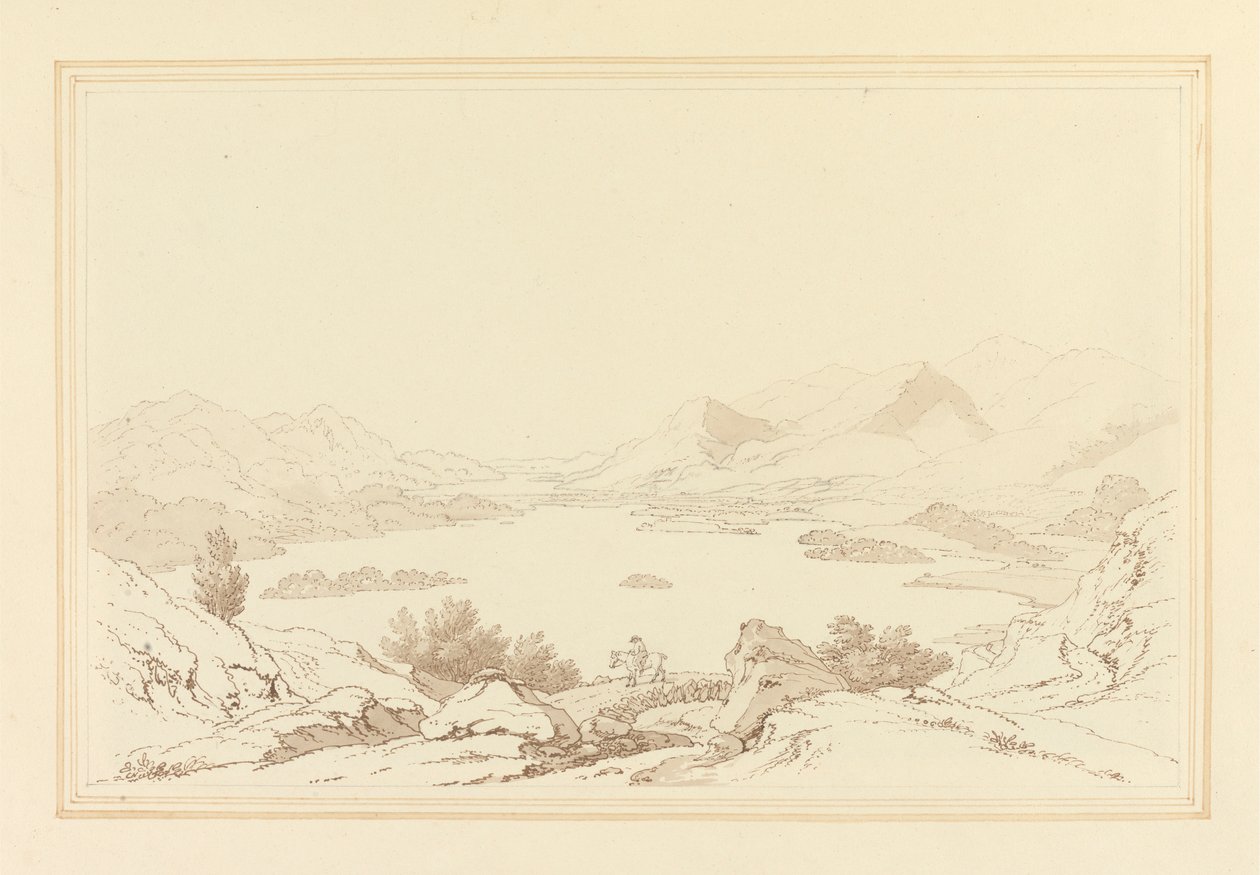 Vista general del lago de Derwent Water de Joseph Farington