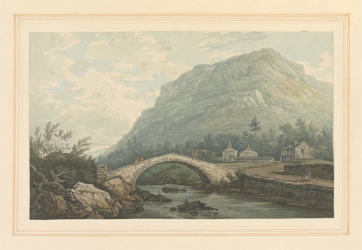 Vista del puente y del pueblo de Rydal de Joseph Farington
