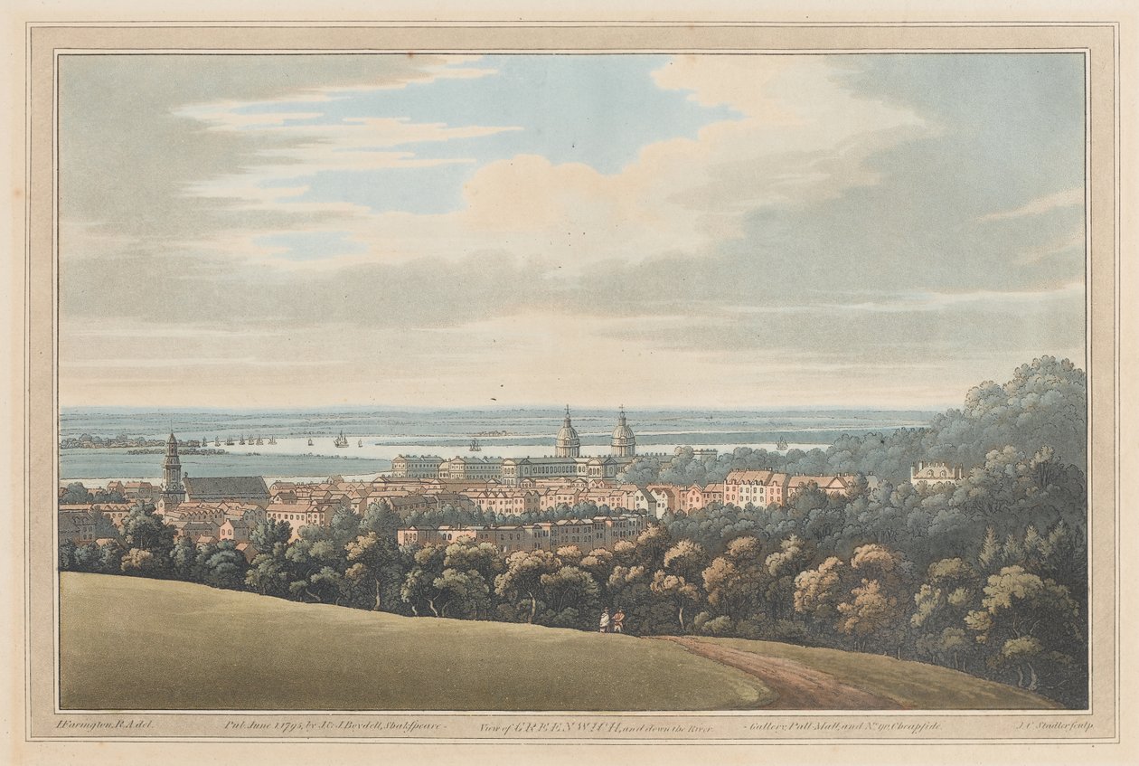 Vista de Greenwich y Río Abajo, 1795 de Joseph Farington