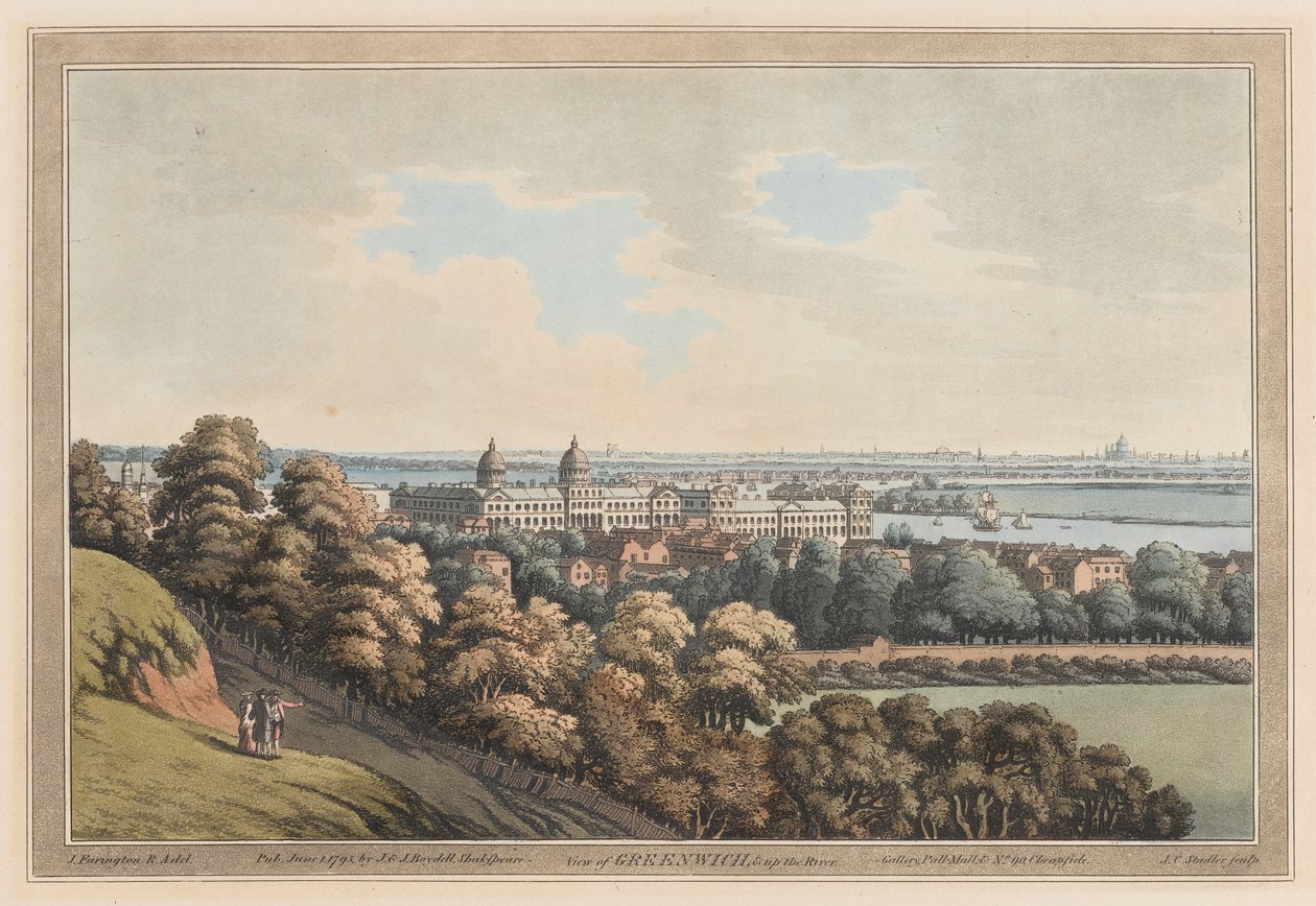 Vista de Greenwich y río arriba de Joseph Farington