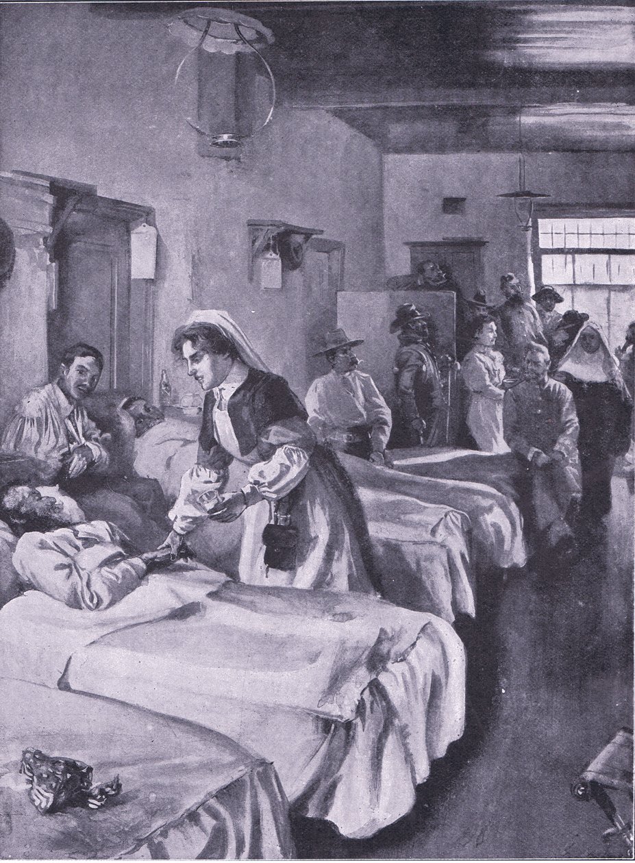 Prisioneros bóer en el Hospital del Palacio en Simonstown, ilustración de Después de Pretoria: La Guerra de Guerrillas, 1902 de Joseph Finnemore