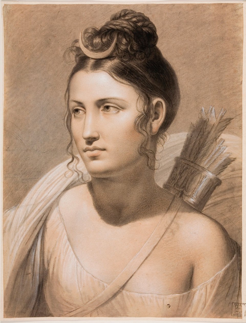 "" Diane "" (Diana) Pastel de Joseph-Francois Ducq (1762-1829) Groeningemuseum del siglo XVIII, Brujas de Joseph François Ducq