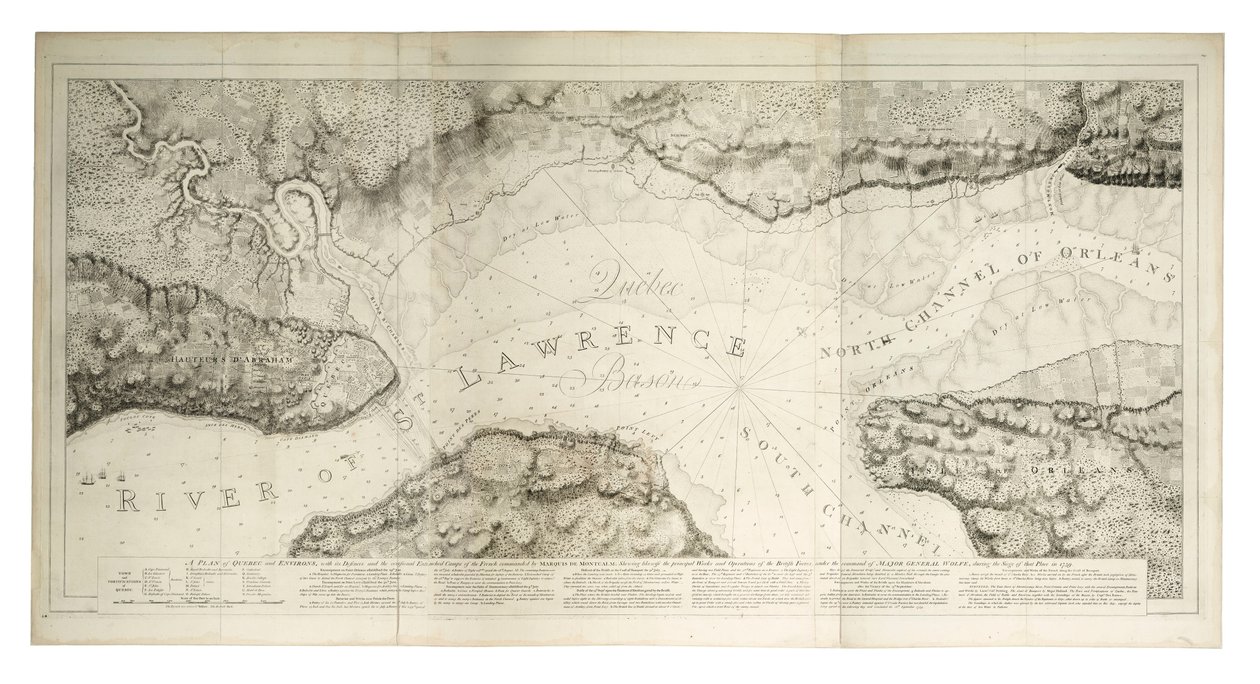 Plano de Quebec y sus alrededores con sus defensas, hacia 1781 (grabado coloreado) de Joseph Frederick Wallet DesBarres