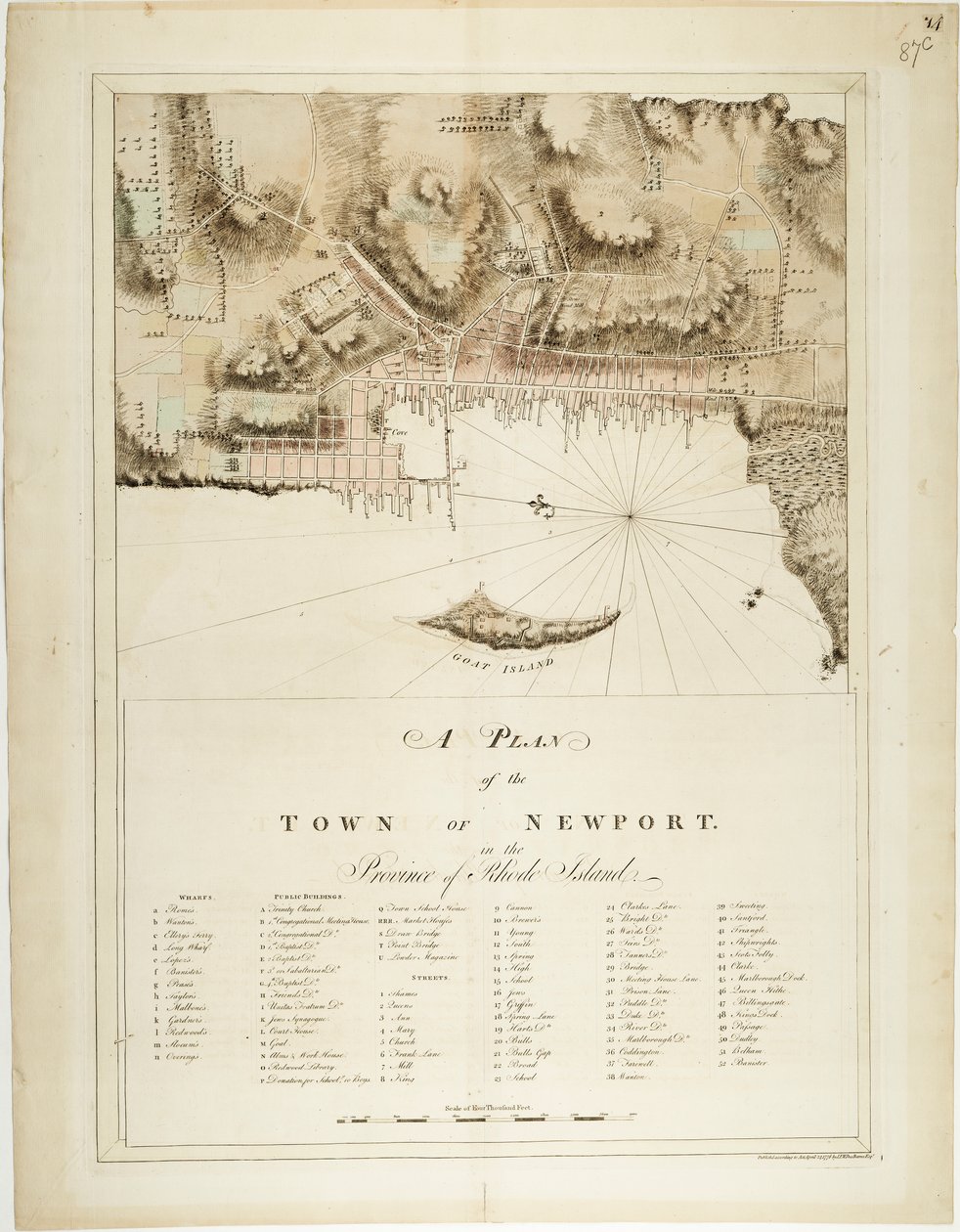 Plano de la ciudad de Newport en la provincia de Rhode Island de Joseph Frederick Wallet DesBarres
