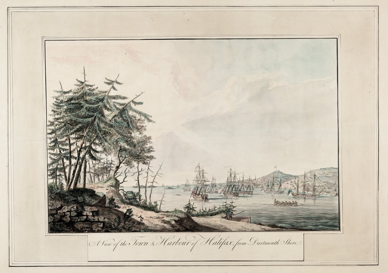 Vista de la ciudad y el puerto de Halifax, desde la orilla de Dartmouth, c.1777 (Impreso) de Joseph Frederick Wallet DesBarres