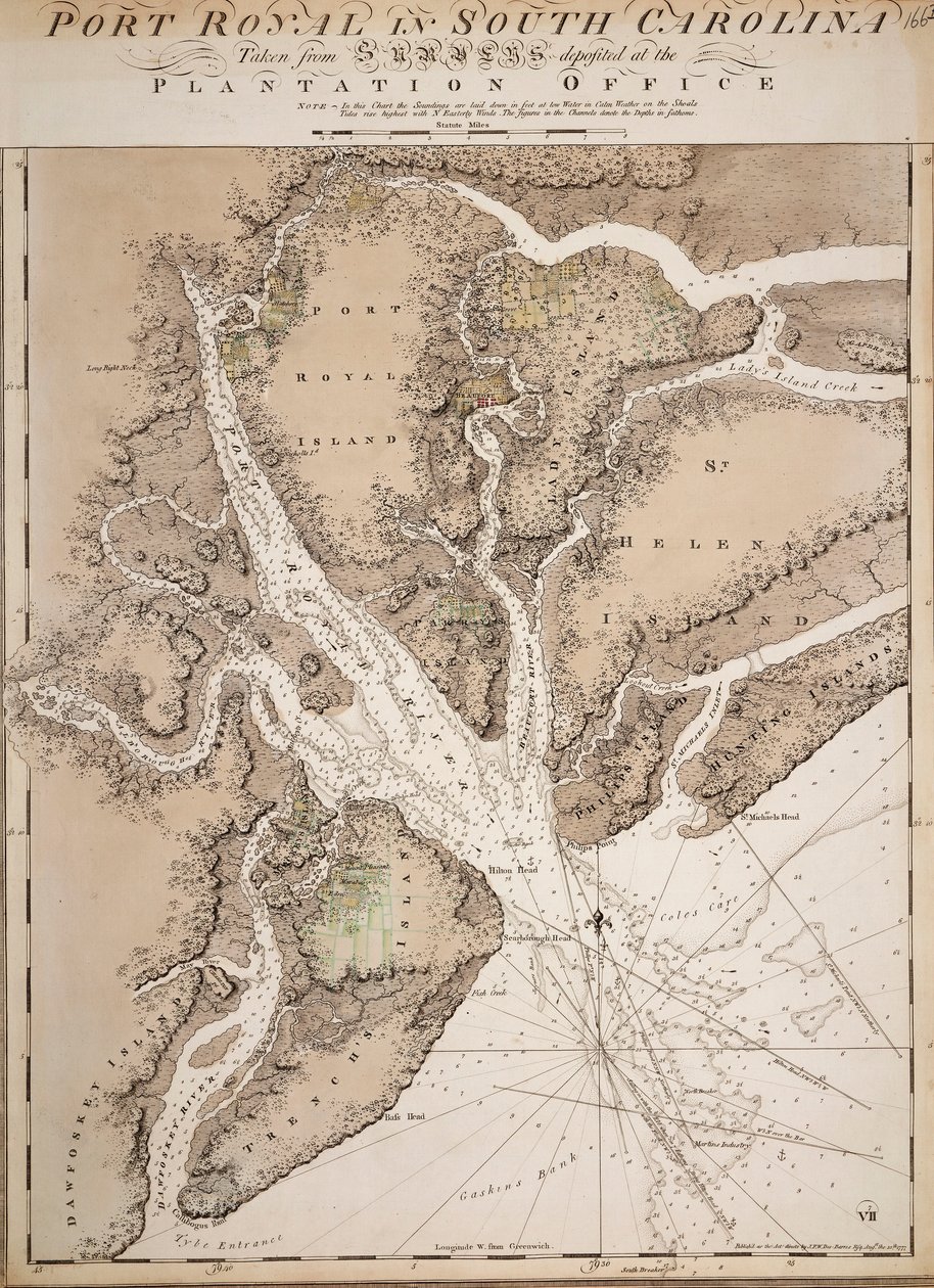 Mapa de Port Royal en Carolina del Sur, Estados Unidos de Joseph Frederick Wallet DesBarres