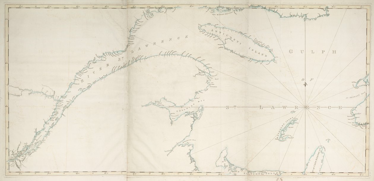 Mapa del golfo y del río San Lorenzo, c.1778 (impresión) de Joseph Frederick Wallet DesBarres