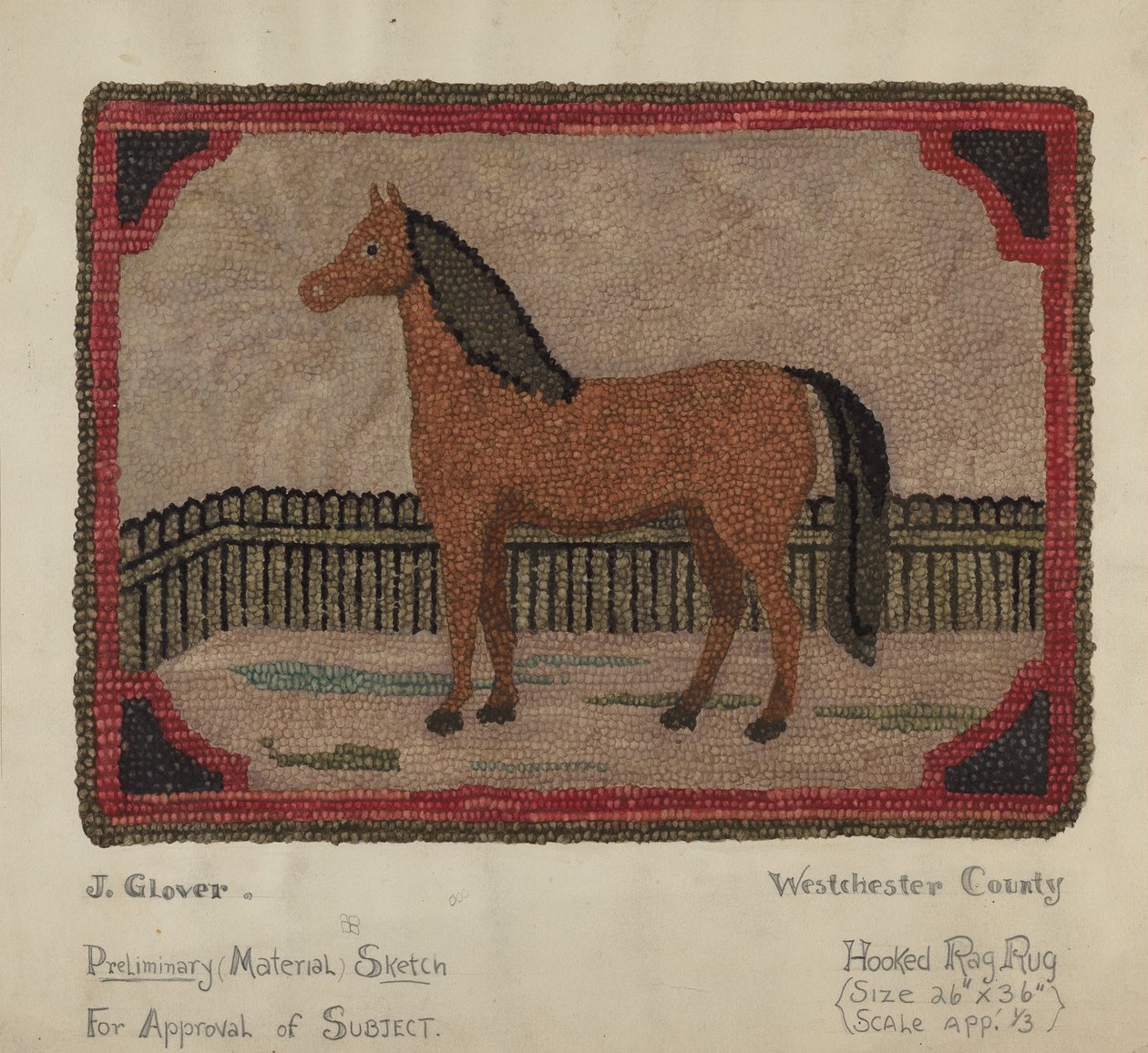 Alfombra enganchada con caballo de Joseph Glover