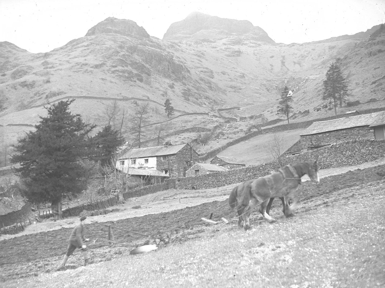 Dos caballos arando con un solo trabajador agrícola de Joseph Hardman