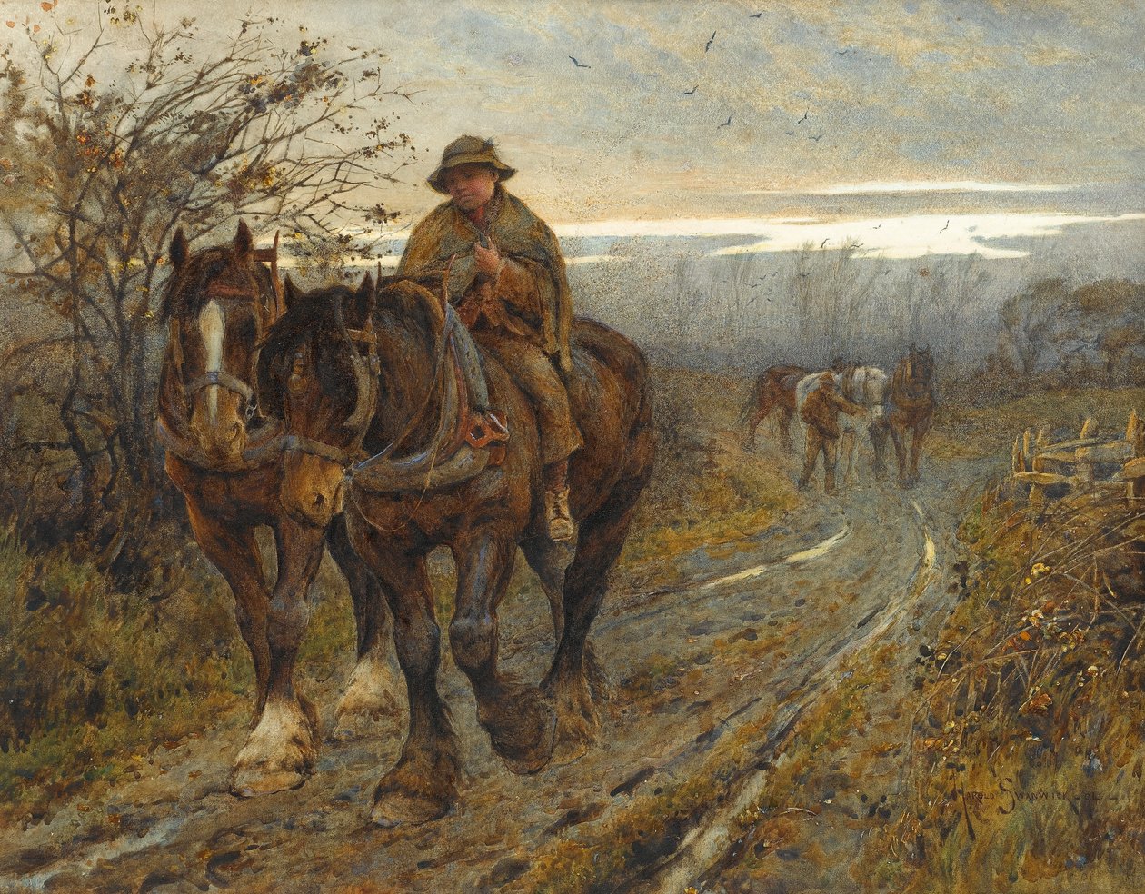 Bestias cansadas regresando del arado, 1894 de Joseph Harold Swanwick