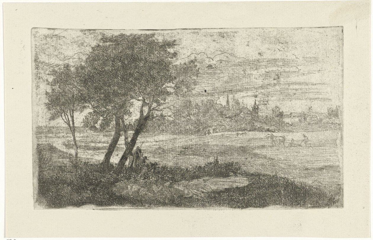 Paisaje con un labrador de Joseph Hartogensis