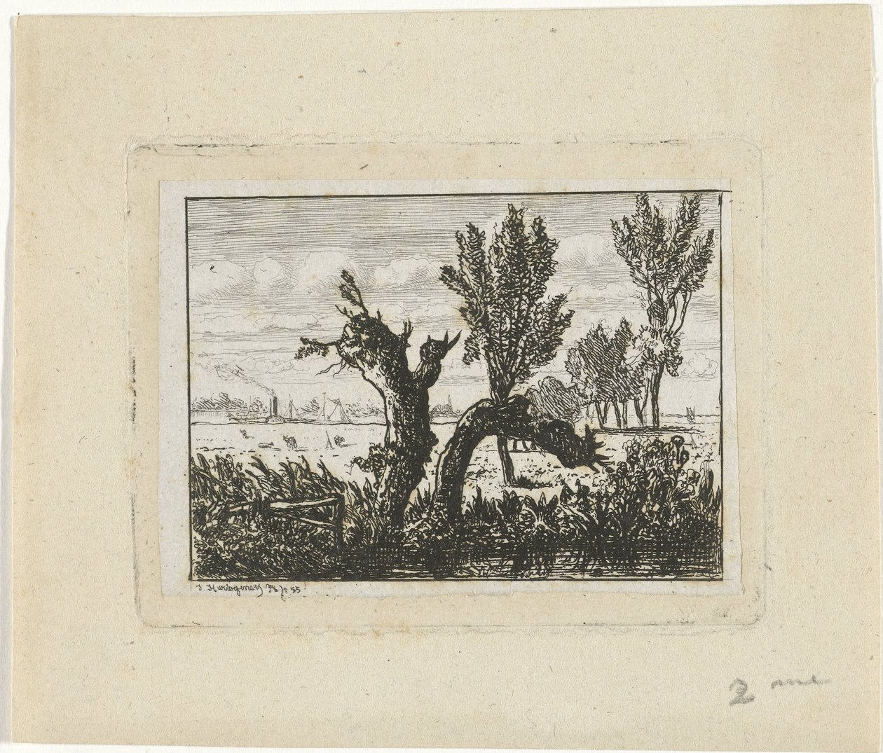 Paisaje con sauces desmochados Paisaje en Oosterbeek de Joseph Hartogensis