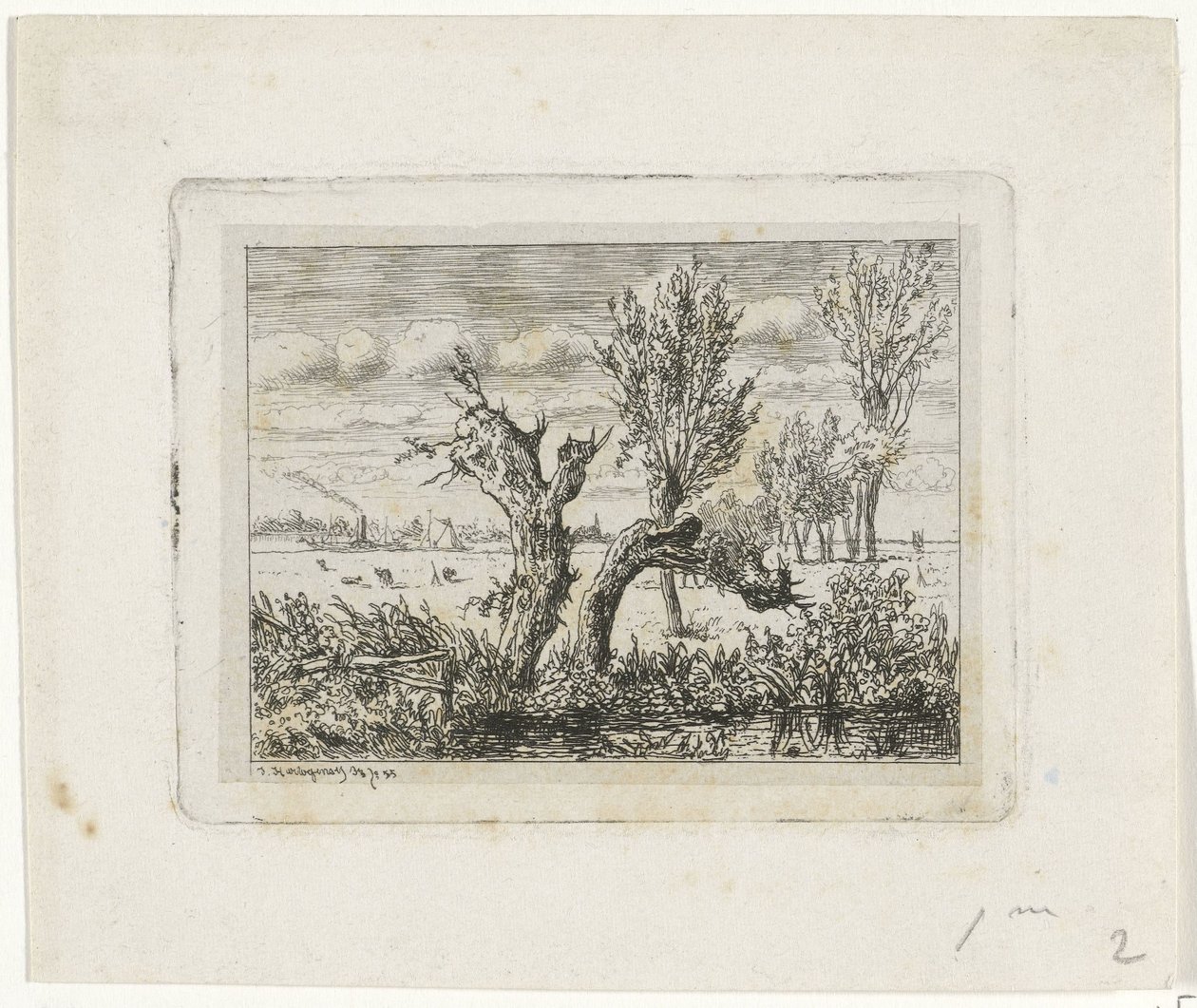 Paisaje con sauces desmochados Paisaje en Oosterbeek de Joseph Hartogensis