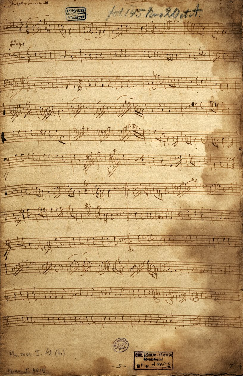 Partitura para trío de barítono, viola y bajo para los Angerfertigten, de Franz Joseph Haydn (1732-1809) Austria de Joseph Haydn