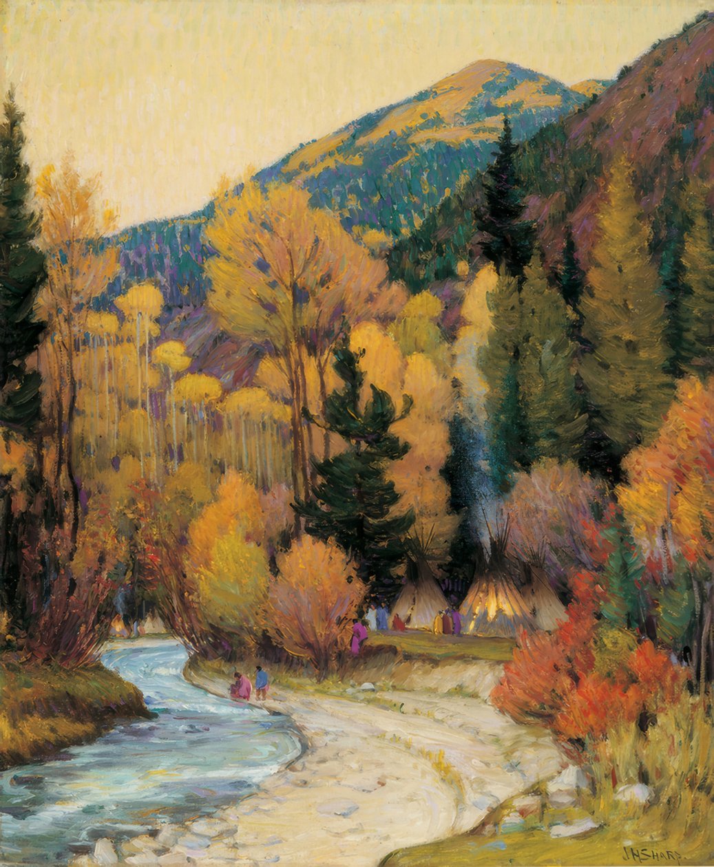 Campamento apache en el Cañón Hondo de Joseph Henry Sharp