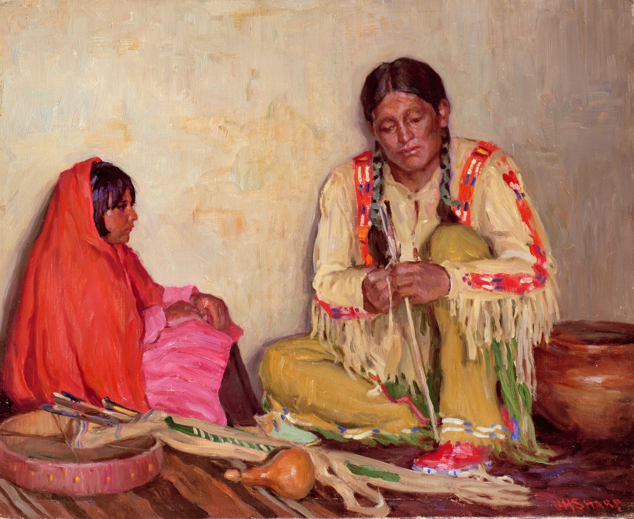 Flechas emplumadas (óleo sobre lienzo) de Joseph Henry Sharp
