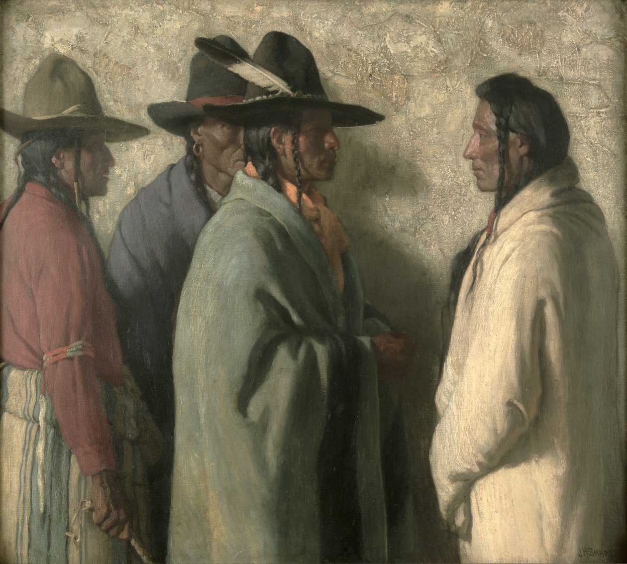 Young Chiefs Mission, c.1919 (óleo sobre lienzo) de Joseph Henry Sharp