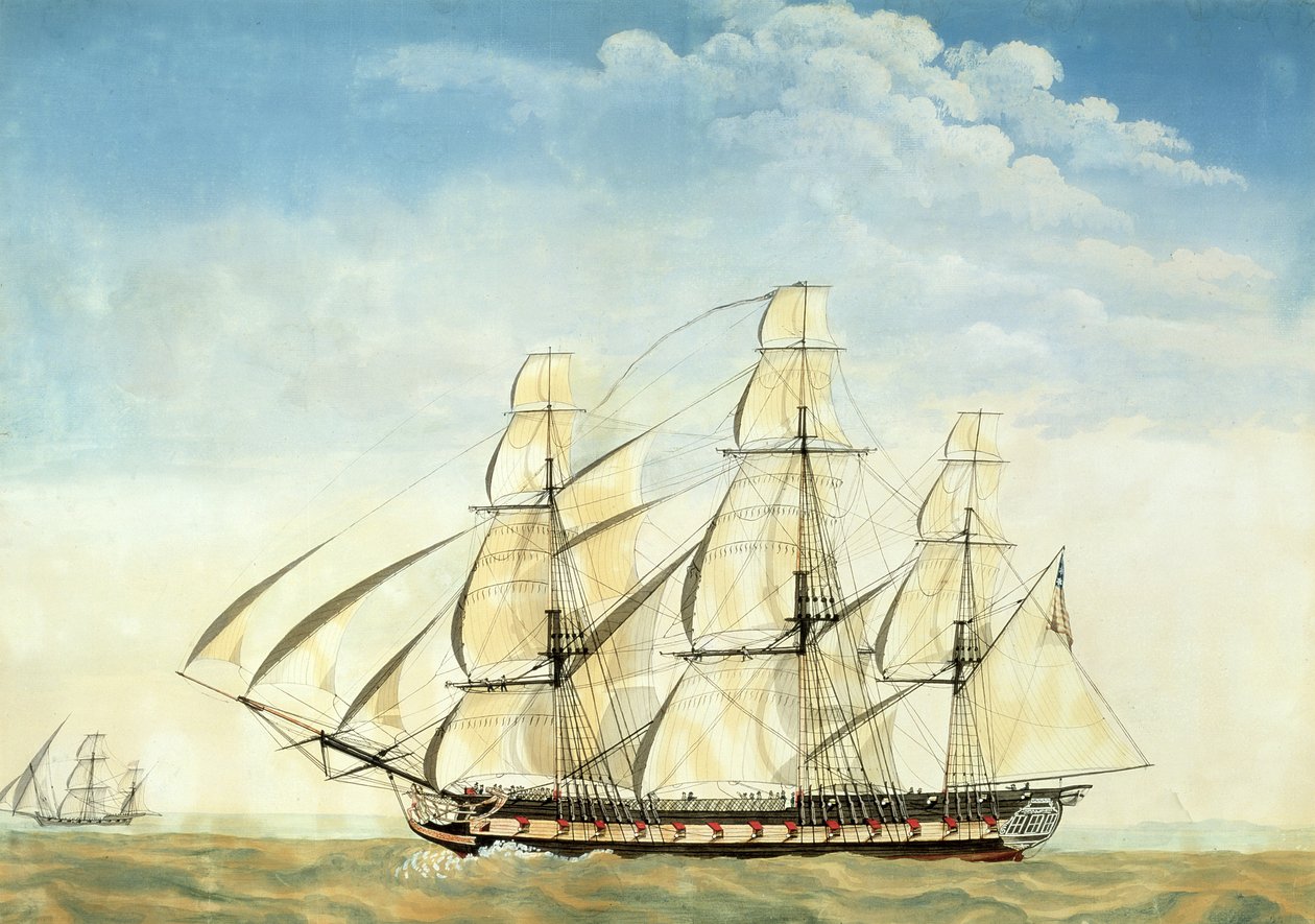 La fragata USS Essex (acuarela sobre papel) de Joseph Howard