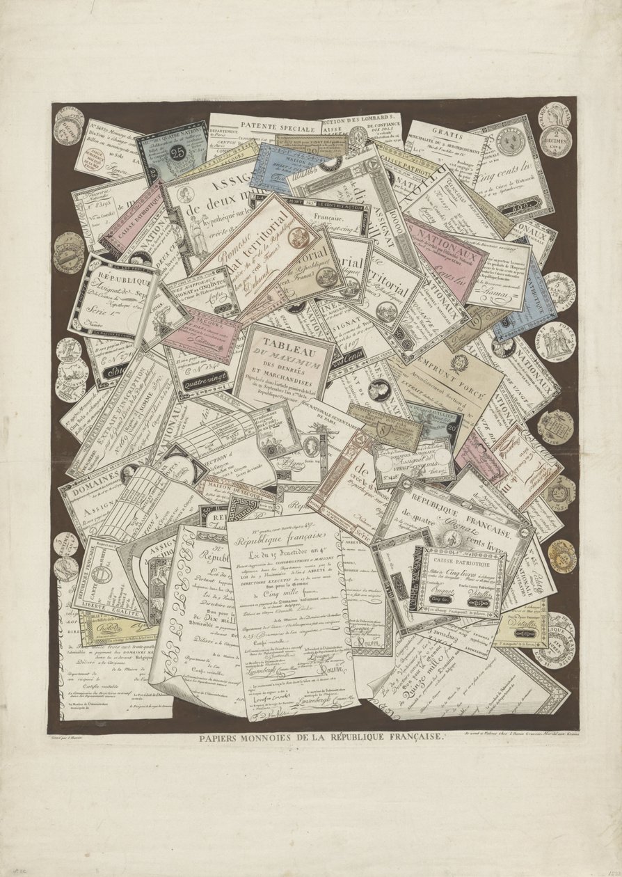 Frans papiergeld Monedas Papeles de la República Francesa (título sobre objeto) de Joseph Hunin
