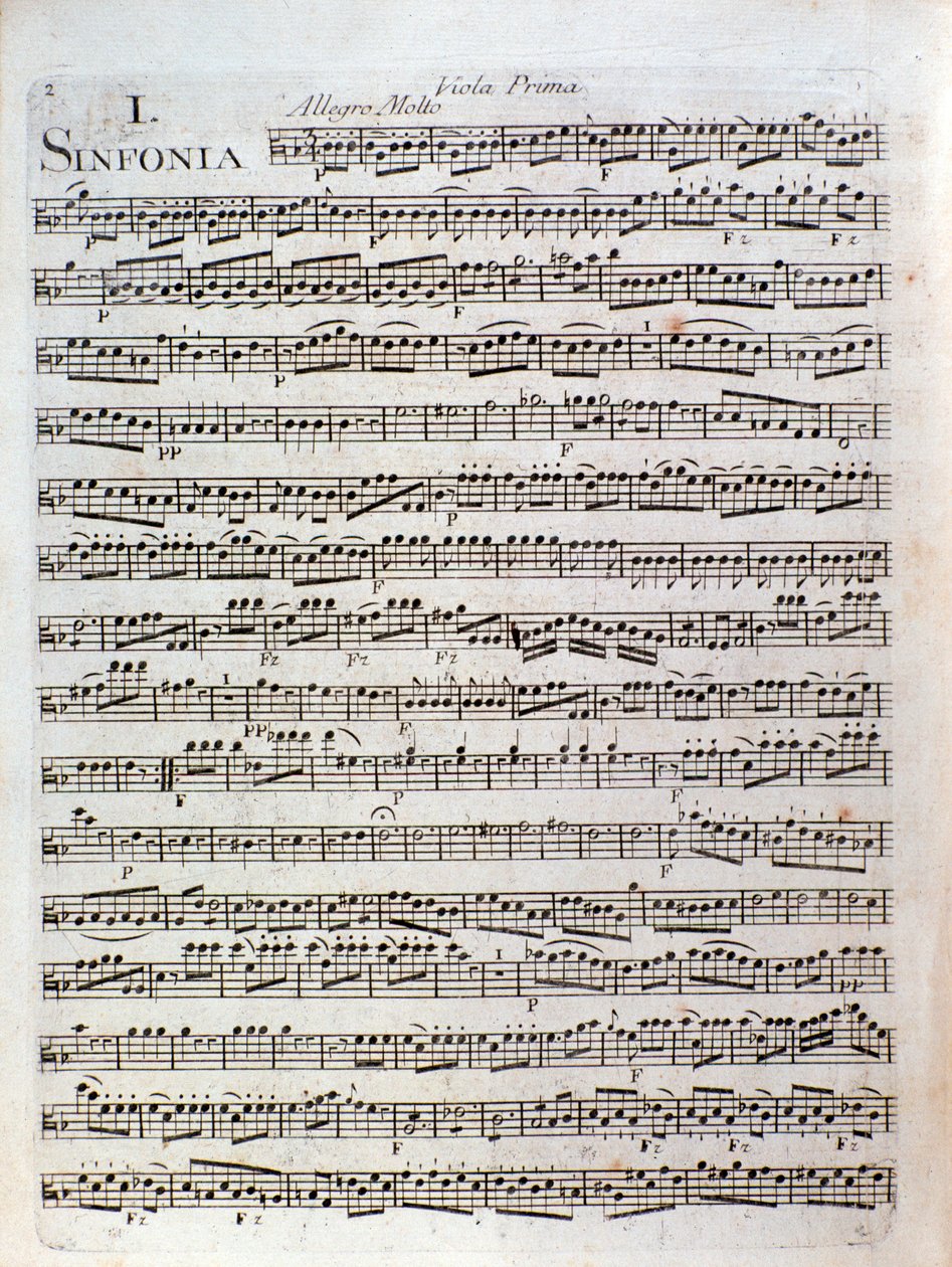 Página de la partitura de la Sinfonía en ut mayor de Pleyel de Joseph Ignace Pleyel