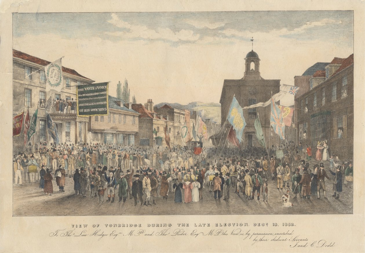 Vista de Tonbridge durante las últimas elecciones, 18 de diciembre de 1832 de Joseph Josiah Dodd