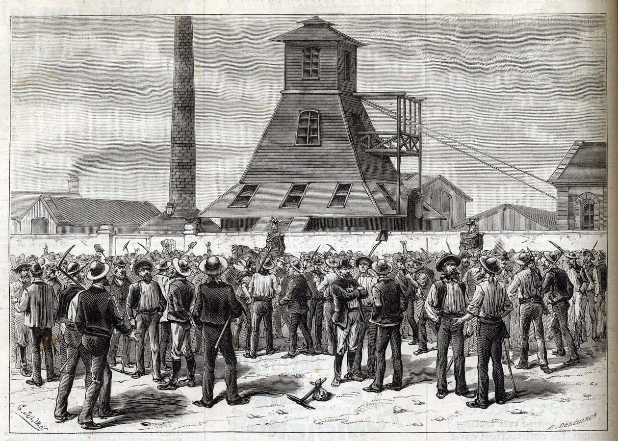 Huelga en las minas de Anzin (Pas-de-Calais) en 1884. Dibujo de Julien - grabado en 