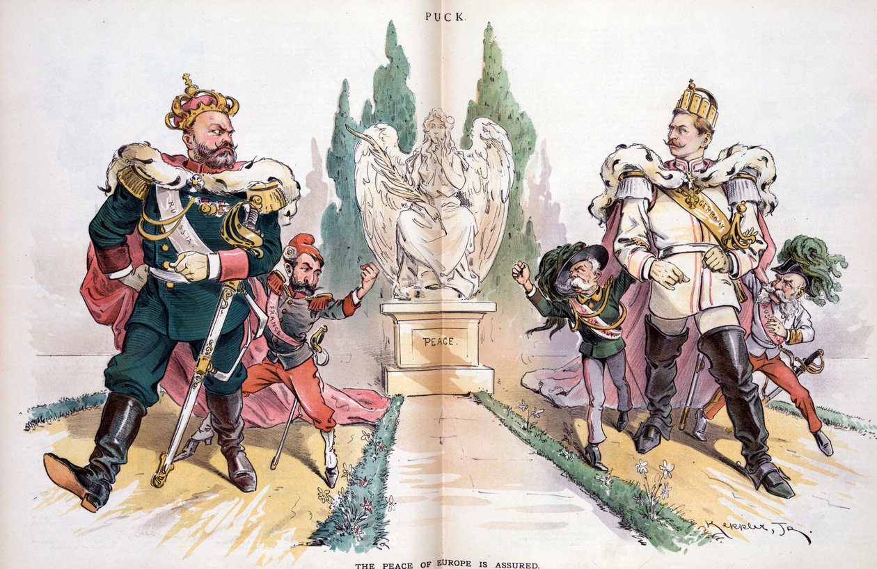 Alejandro III, etiquetado "Rusia", mirando a Guillermo II, etiquetado "Alemania". de Joseph Keppler