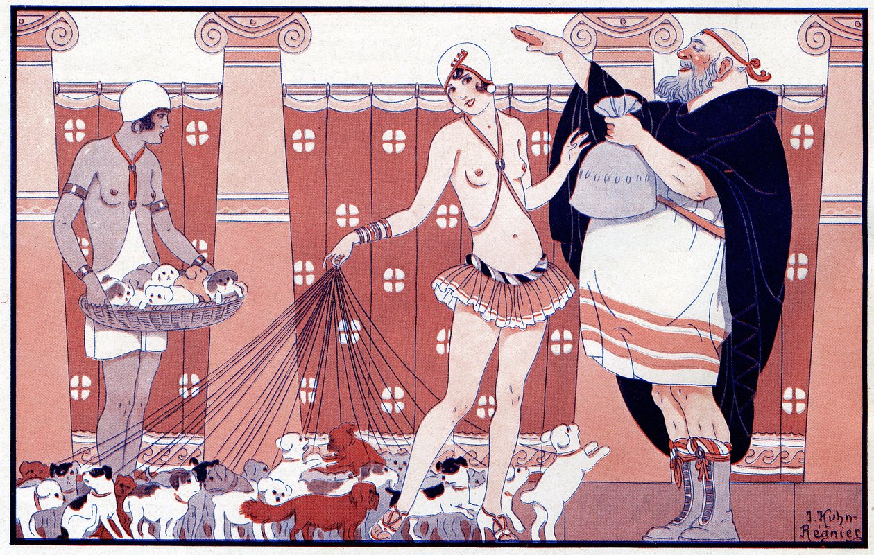 Tres premios femeninos - Premio a la abuelita de una gran familia - ilustración de la Vie Parisienne, 1919 de Joseph Kuhn Regnier