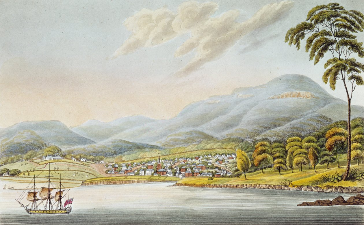 Vista de Hobart Town, 1824 de Joseph Lycett