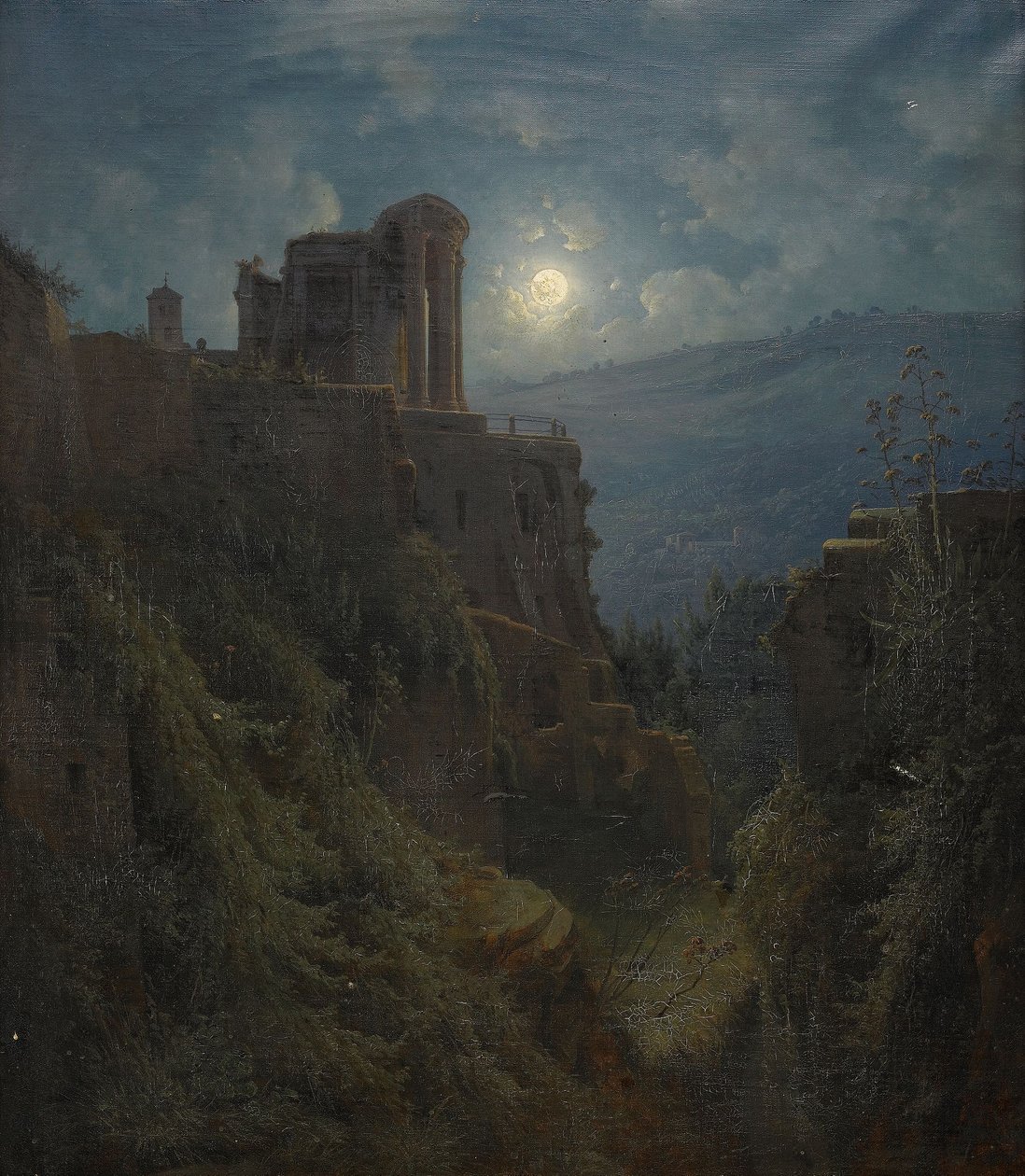 Sueco: ruinas italianas a la luz de la luna de Joseph Magnus Stäck