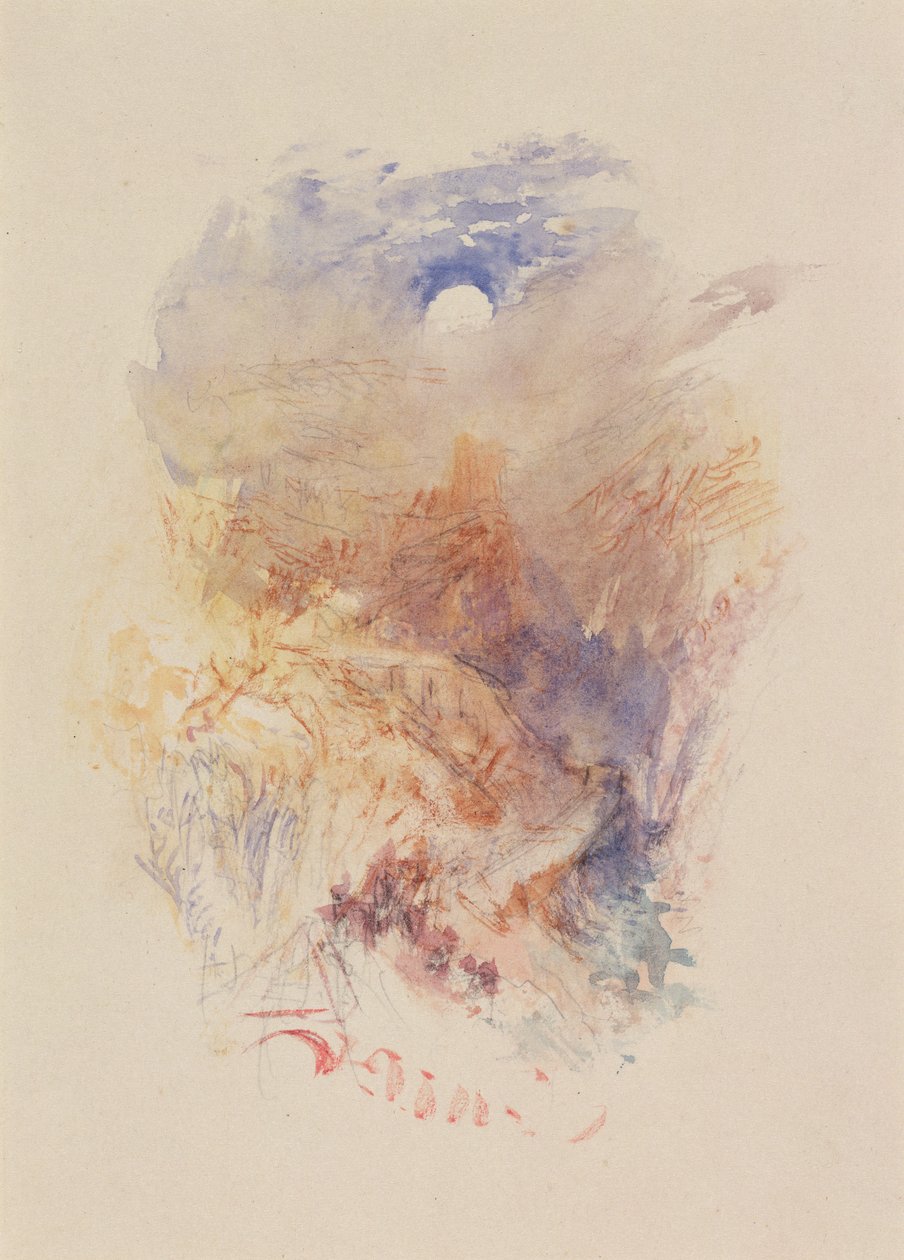 Un puerto de montaña a la luz de la luna, c.1845 (acuarela sobre papel) de Joseph Mallord William Turner