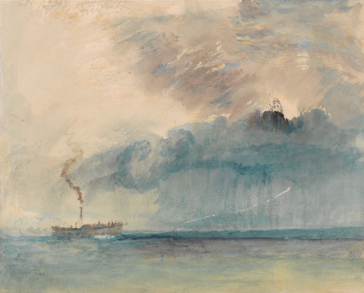 Un vapor de ruedas en una tormenta en el lago de los Cuatro Cantones de Joseph Mallord William Turner