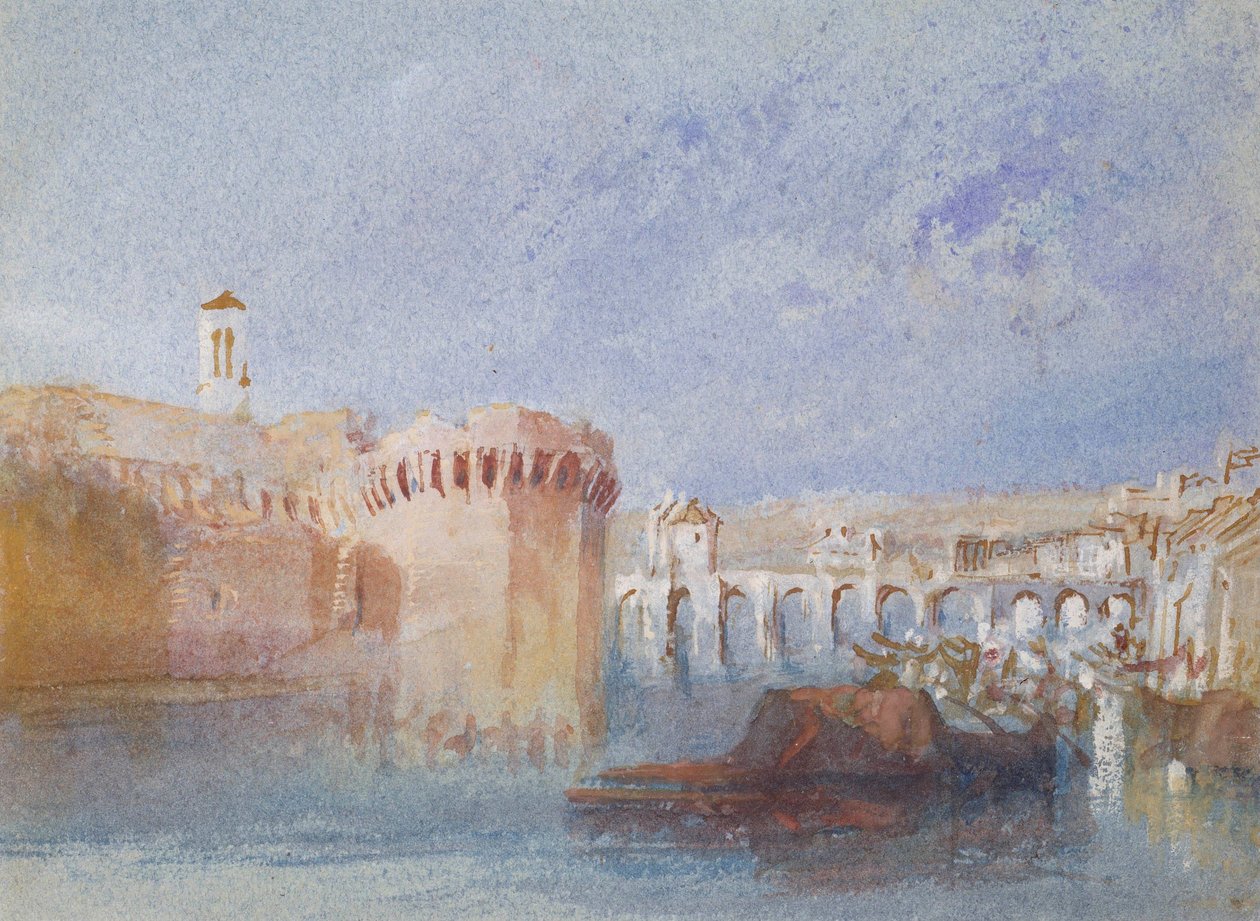 Angers: Las murallas de la Doutre con la torre de la iglesia de La Trinité de Joseph Mallord William Turner