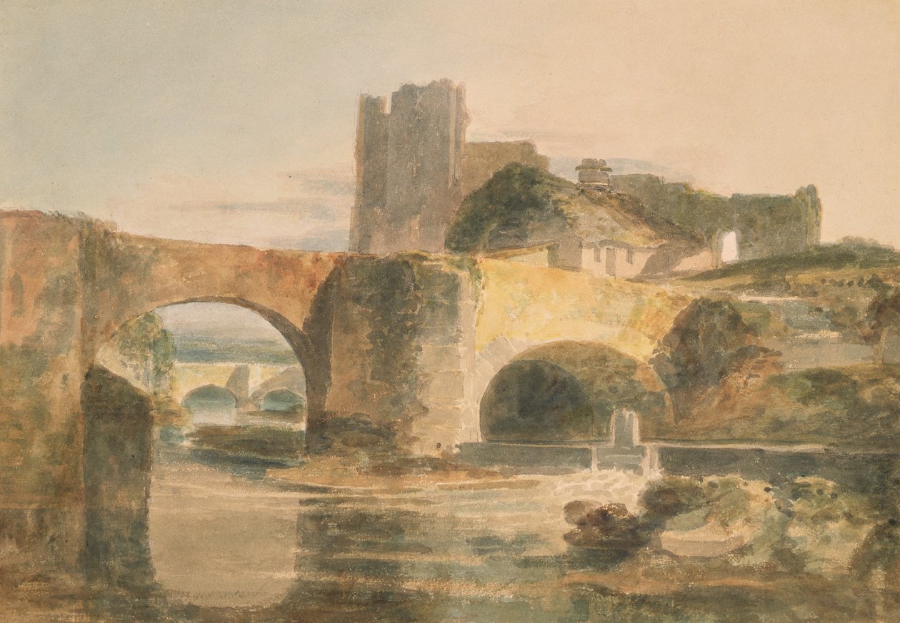Puente y castillo de Brecon, c.1795 (acuarela sobre papel) de Joseph Mallord William Turner