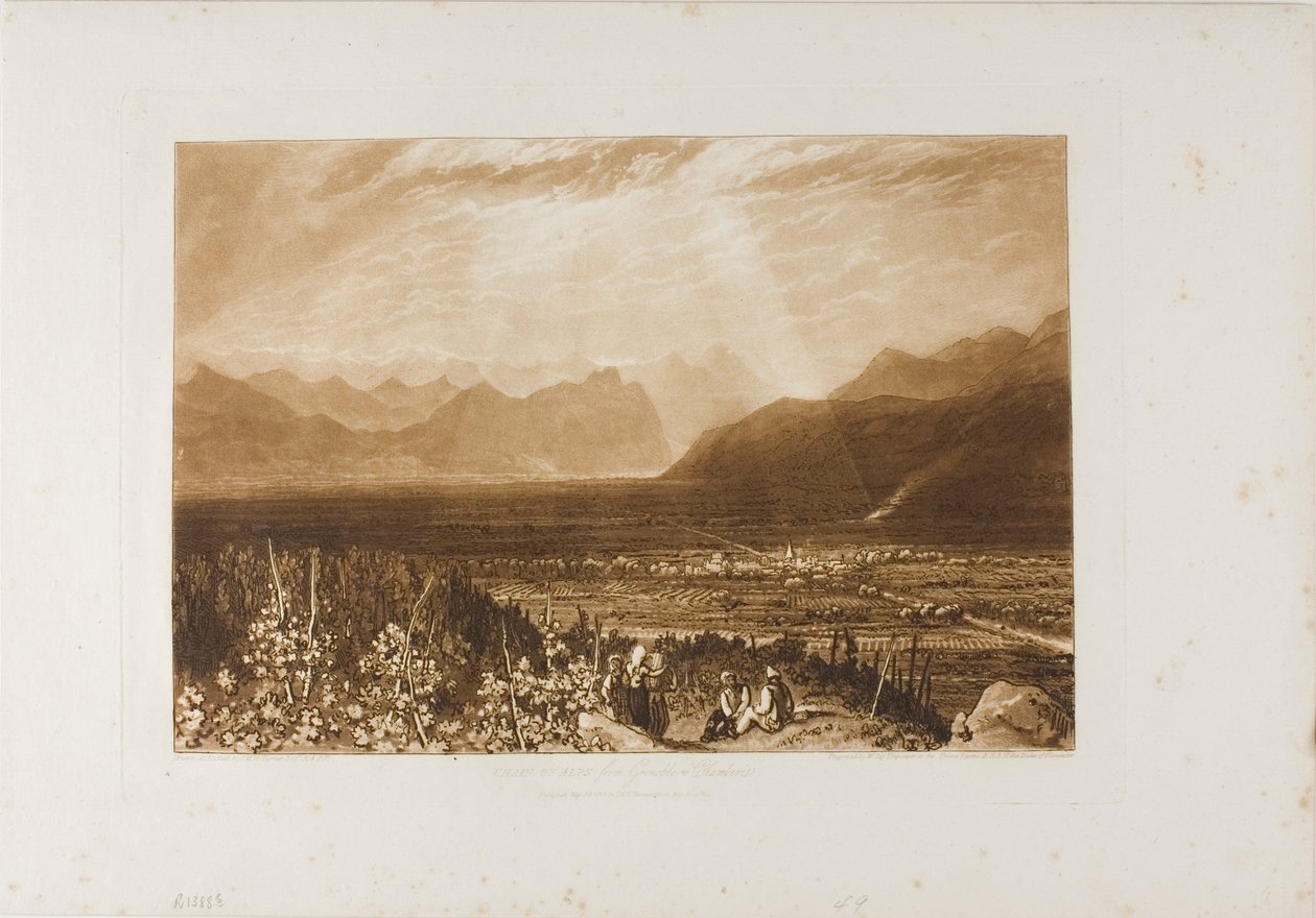 Cadena de los Alpes de Grenoble a Chamberi, lámina 40 de Liber Studiorum de Joseph Mallord William Turner