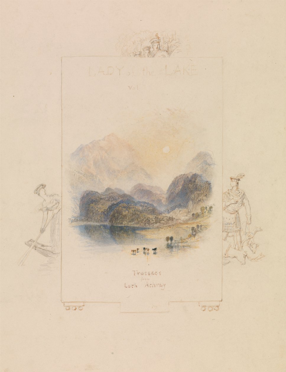 Diseño de una ilustración para "La dama del lago" de Walter Scott, Loch Achray de Joseph Mallord William Turner