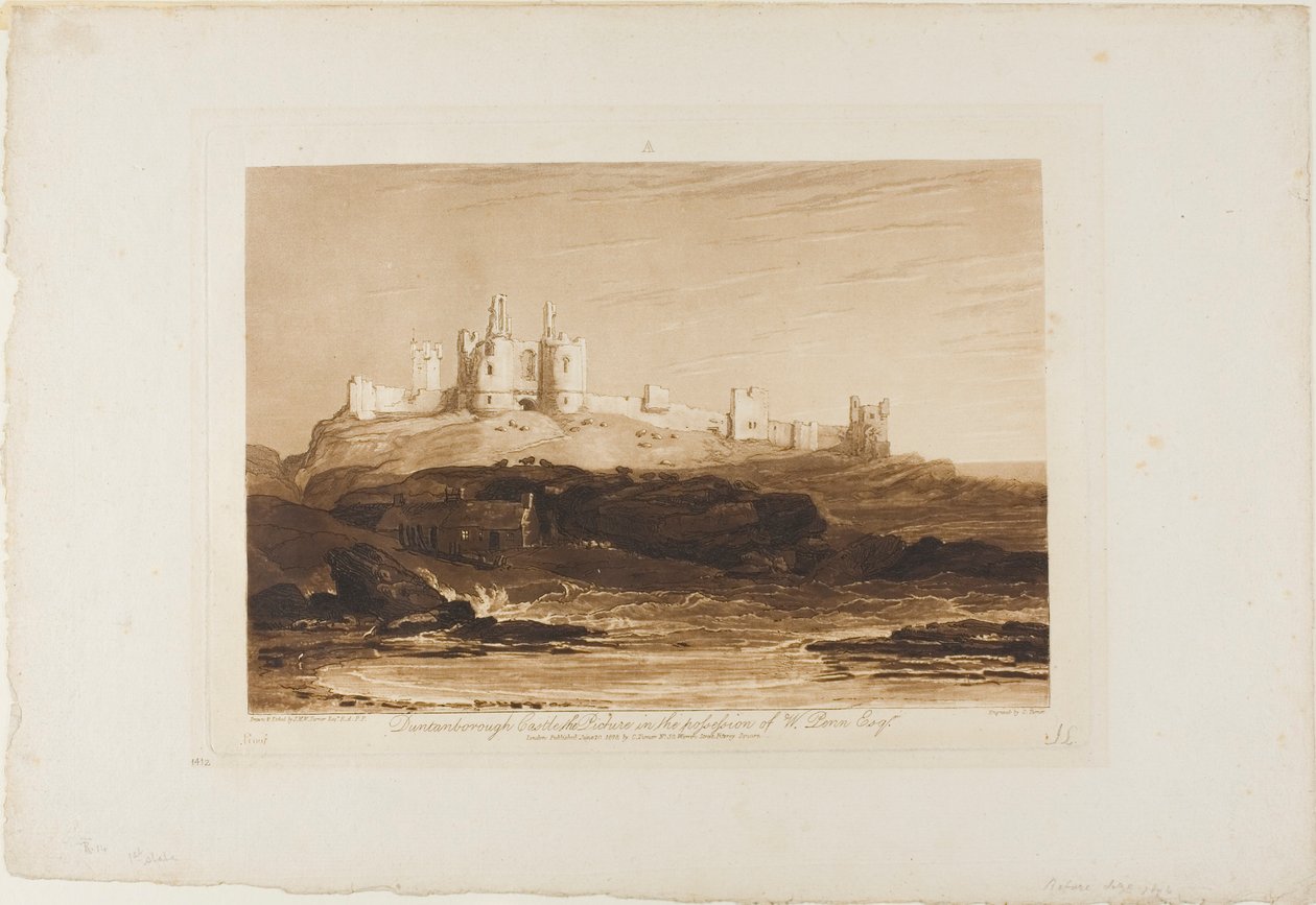 Castillo de Dunstanborough, lámina 14 de Liber Studiorum de Joseph Mallord William Turner