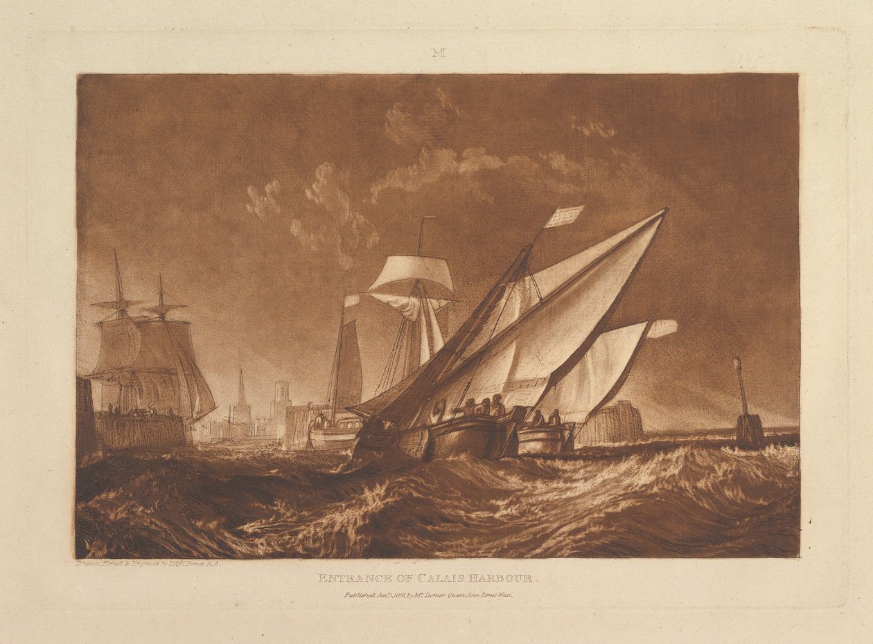 Entrada del Puerto de Calais Liber Studiorum, parte XI, placa 55, 1 de enero de 1816 de Joseph Mallord William Turner