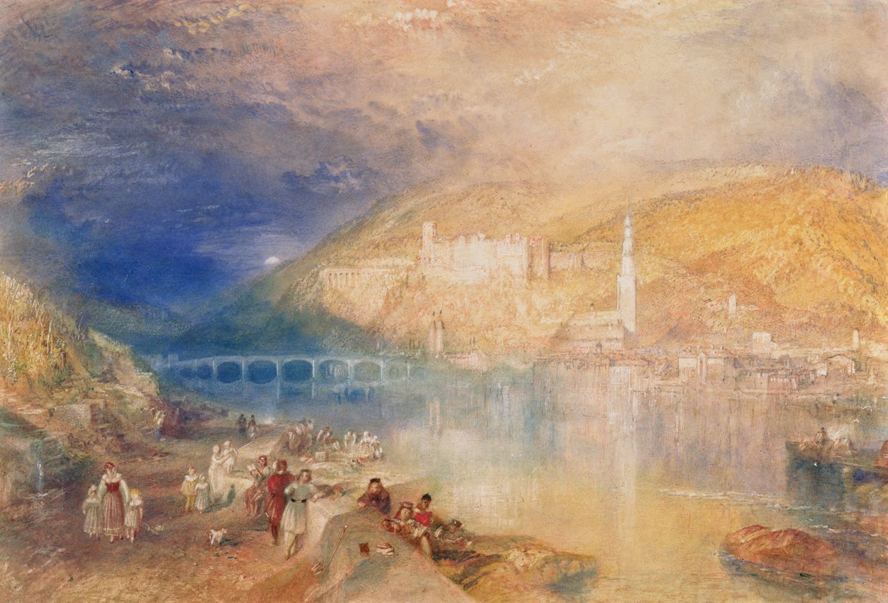 Heidelberg: Puesta de sol, c.1840-42 (acuarela y acuarela sobre papel) de Joseph Mallord William Turner