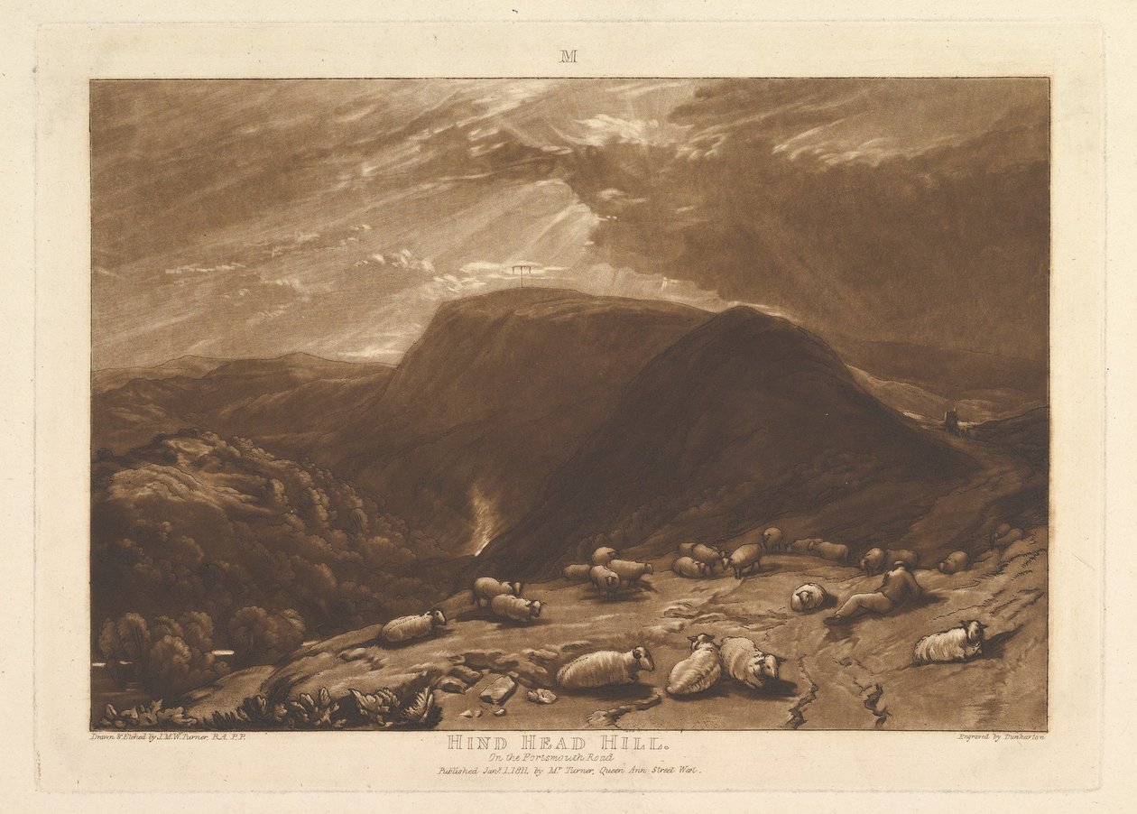 Hind Head Hill, en la carretera de Portsmouth Liber Studiorum, parte V, placa 25, 1 de enero de 1811 de Joseph Mallord William Turner