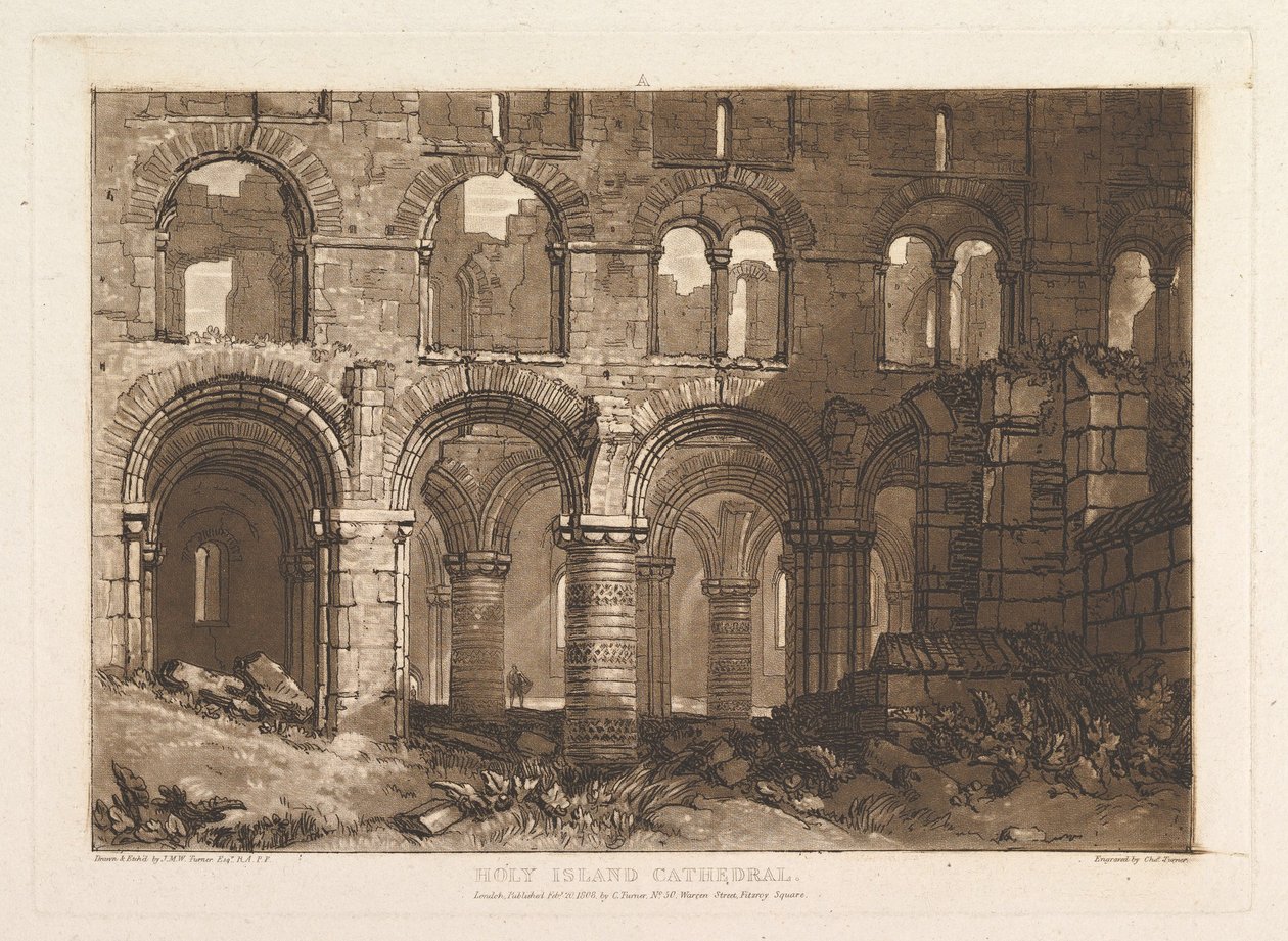 Catedral de Holy Island, Liber Studiorum, parte III, placa 11, 20 de febrero de 1808 de Joseph Mallord William Turner