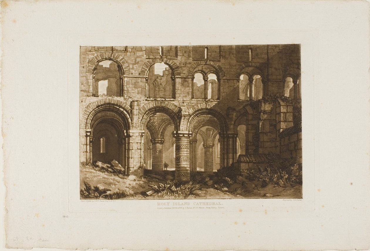 Catedral de Holy Island, placa 11 de Liber Studiorum de Joseph Mallord William Turner