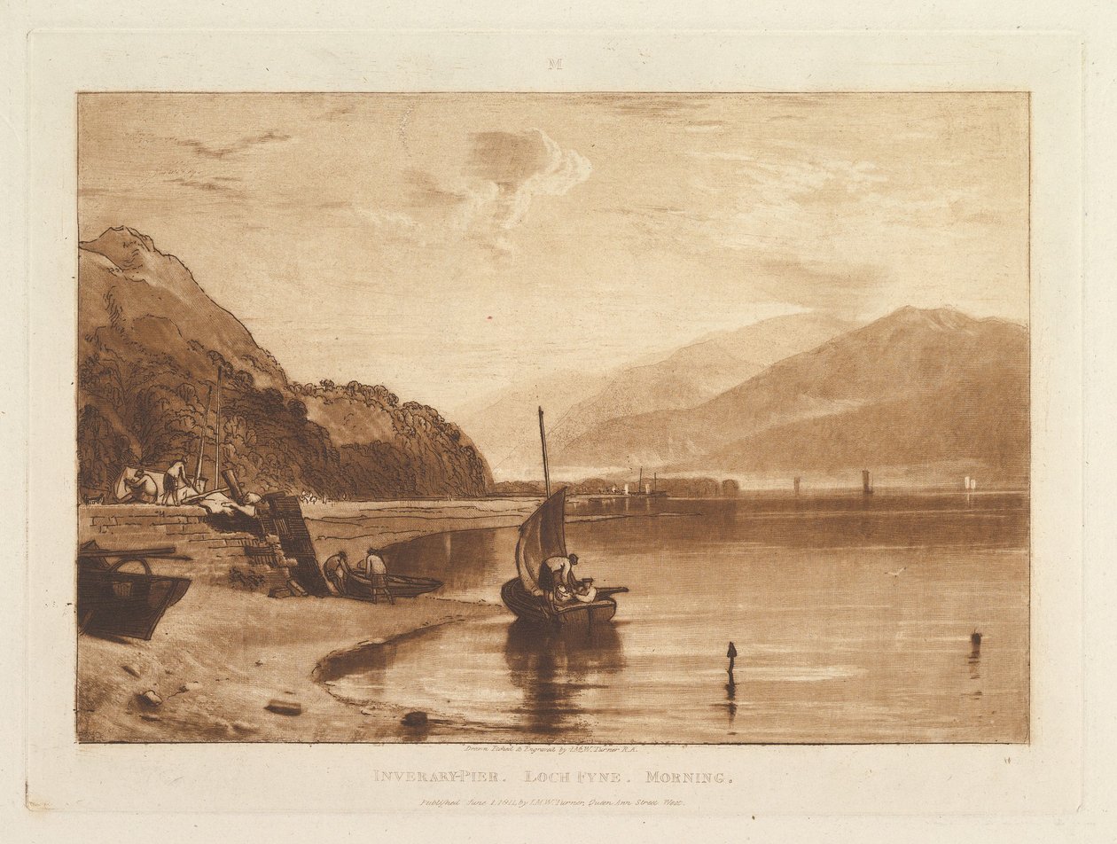 Muelle de Inverary, Loch Fyne, por la mañana (Liber Studiorum, parte VII, lámina 35) de Joseph Mallord William Turner