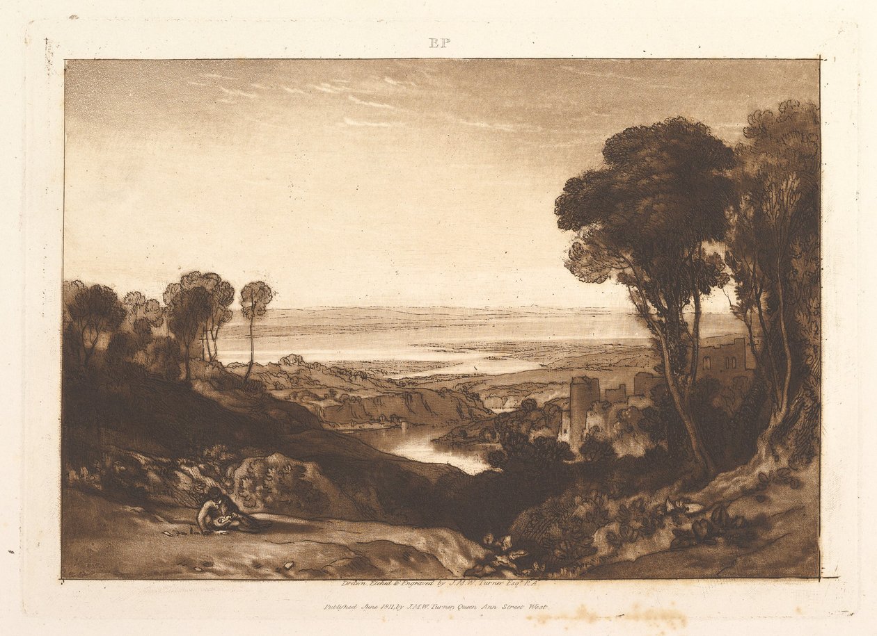 Unión del Severn y Wye Liber Studiorum, parte VI, placa 28 de Joseph Mallord William Turner