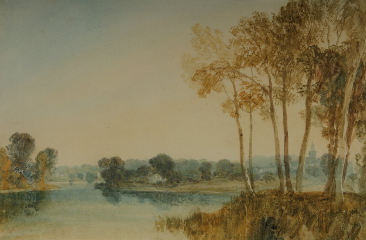 Paisaje con árboles junto al río Támesis, c.1805 (acuarela sobre papel) de Joseph Mallord William Turner