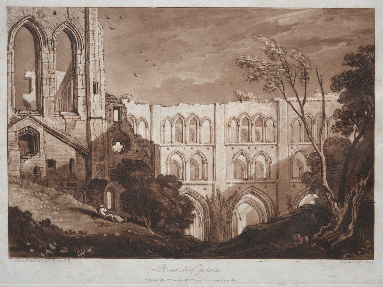 Liber Studiorum: Abadía de Rivaux, Yorkshire de Joseph Mallord William Turner
